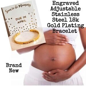 APRIL Soon To Be Mommy Due In Engraved Bracelet